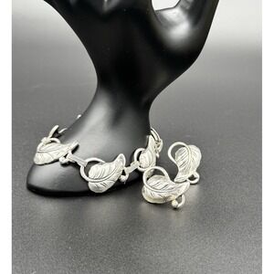 Vintage Danecraft Sterling Silver Bracelet & Earrings Set – Leaf Vine Design 925